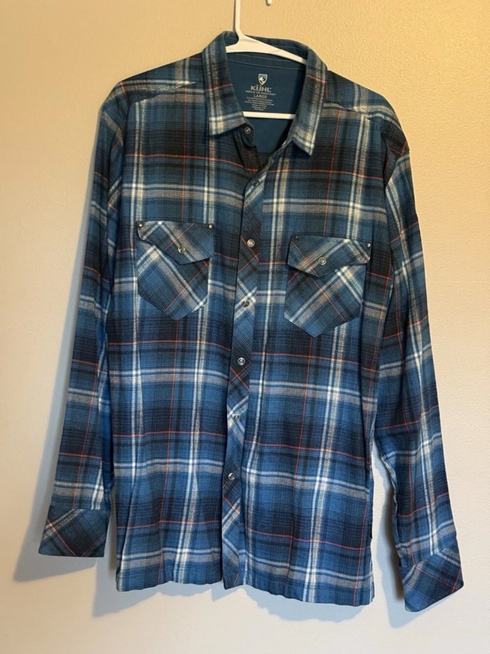 Kuhl Men's Plaid Flannel Pearl Snap Long Sleeved Shirt Size Large